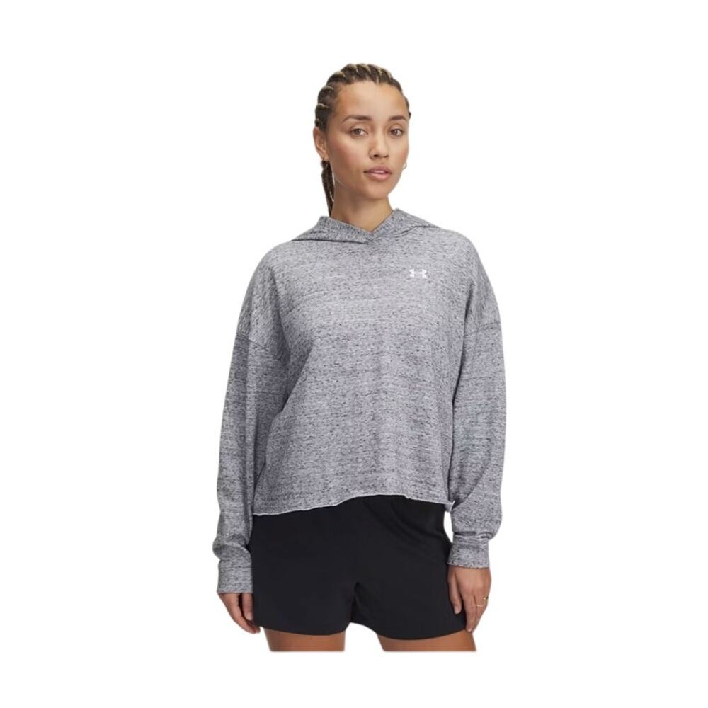 Under Armour UA Rival Terry Oversized Hoodie Gray/White Size M